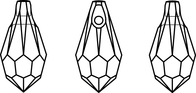 Swarovski Crystal Pendants - 6000 - Pencil Drop Line Drawing